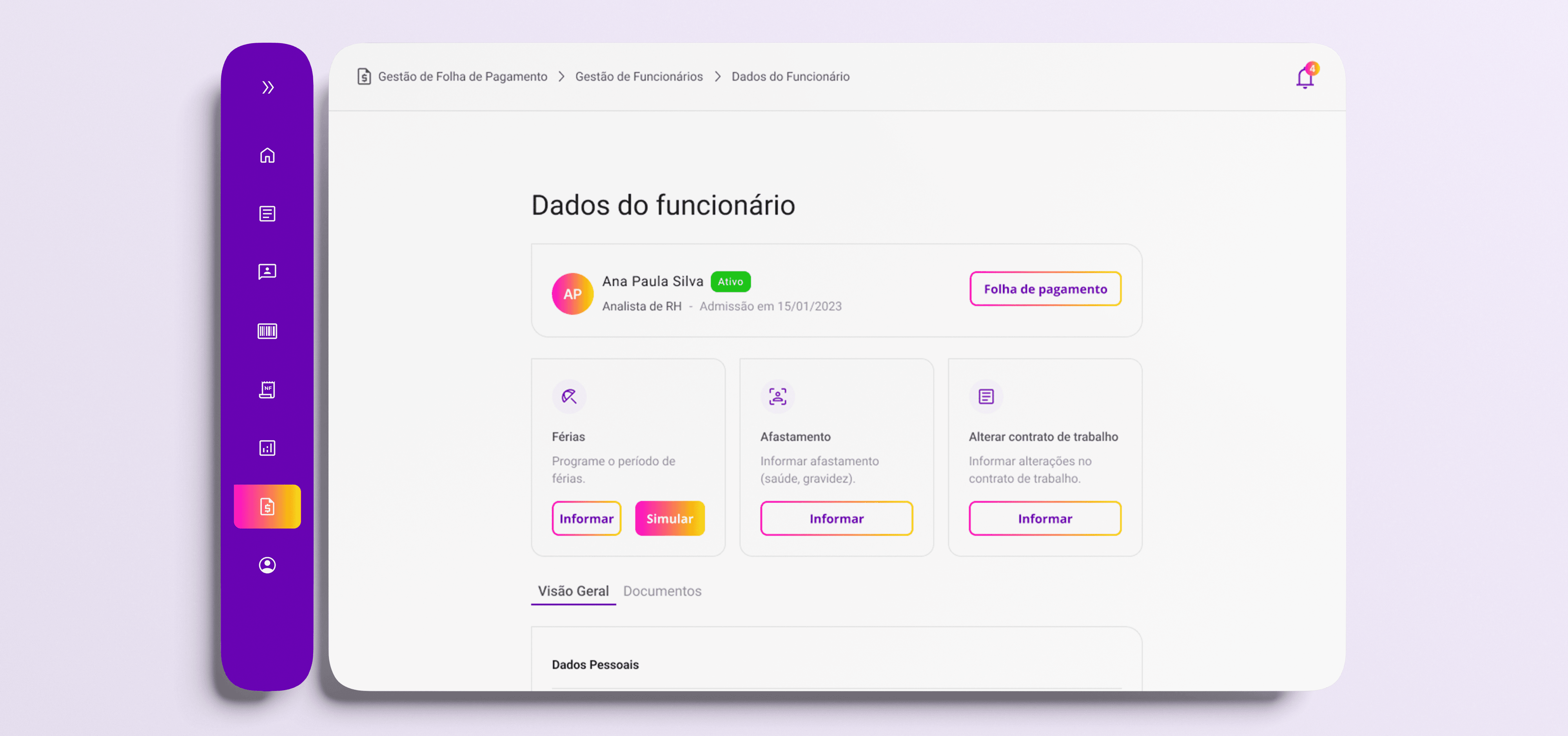 Folha de pagamento gerenciada pela contabilidade online